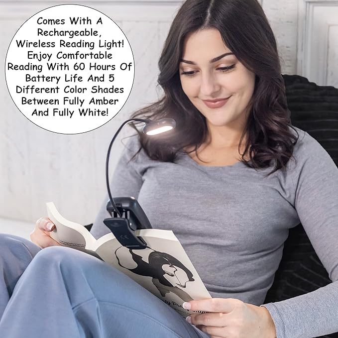 Homie Reading Pillow with Reading Light and Wrist Support, Has Arm Rests, and Back Support for Bed Rest, Lounging, Reading, Working on Laptop, Watching TV (Black)