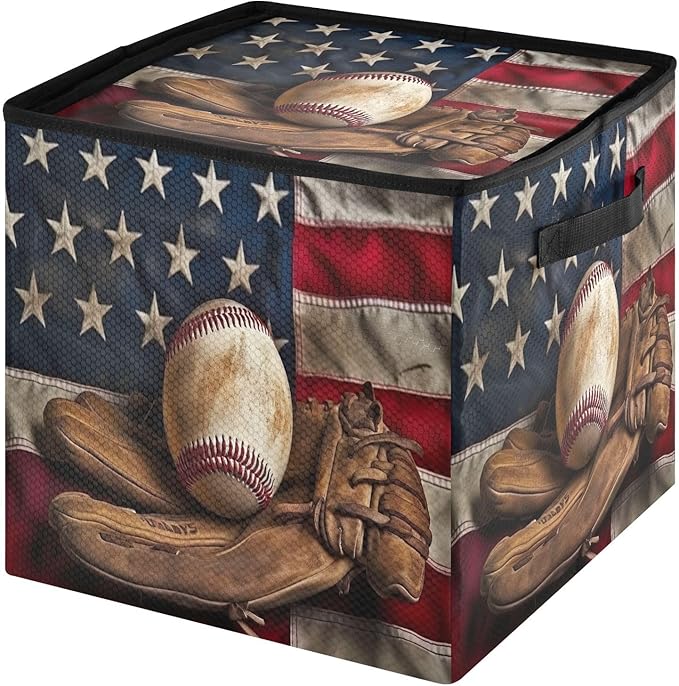 Kigai American Baseball Christmas Ornament Storage Box with Zipper & Adjustable Dividers Holiday Ornament Organizer Xmas Storage Container, 64 Balls