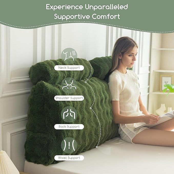 HIGOGOGO Headboard Pillow King,Ultra-Soft Wedge Pillow with 2 Cylindrical Neck Pillows,Memory Foam Filling,Back Support Pillows for Bed Sitting Up, Reading & Working, Removable Cover, 76"x19.7"