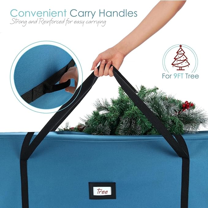 Clara Clark Christmas Tree Storage Bag - Extra Wide Xmas Tree Storage Box Container Made from Durable Oxoford 600D Waterproof Fabric with Handles & Dual Zipper (3, 9 ft)