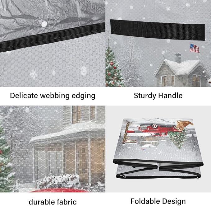 Red Truck Christmas Ornament Storage Basket Box Red Buffalo Plaid Winter Holiday Storage Container Cube with Adjustable Dividers for 64 Holiday Ornaments or Decorations Keeps Clean and Dry