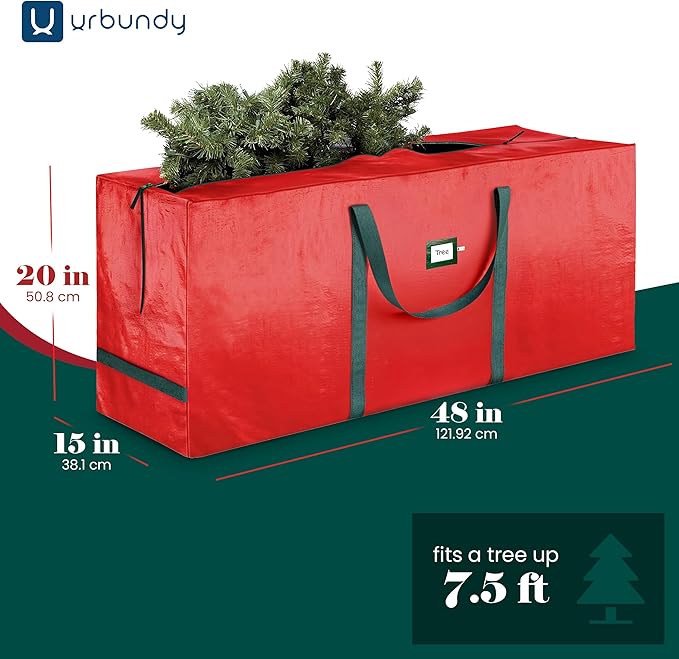 Heavy Duty Moving Bag 7.5 Ft - Christmas Tree Bag Red - Xmas Tree Storage Bag Holds 7.5 Ft Christmas Tree Storage For All Year Round Christmas Storage