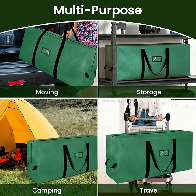 Christmas Tree Storage Bag 9 Ft, Tree Bags for Storage 9 Foot Christmas Tree Bag Storage Box - Strong, Extra Large, Waterproof, Reinforced Handles, Dual Zippers, Wide Opening Green Xmas Tree bag