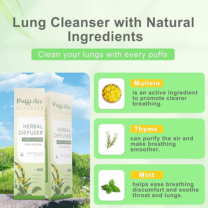 Herbal Diffuser Duo, Lung Cleanse and Liver Care Diffuser Pens with Extract of Mullein and Milk Thistle, 100% Natural Swap, Home & Party Duo, 600 Uses Each