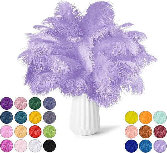 30pcs Light Purple Ostrich Feathers Natural Bulk 11-14inch(28-35cm) Vase Craft Wedding Home Party Centerpieces Christmas Day Decoration