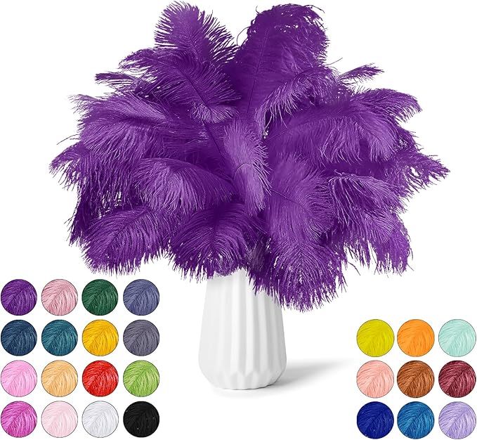 30pcs Purple Ostrich Feathers Natural Bulk 13-16in(33-40cm) Vase Craft Wedding Home Party Centerpieces Christmas Day Decoration