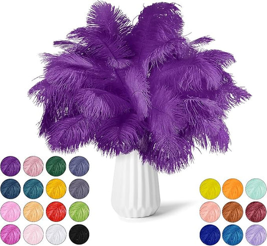 30pcs Purple Ostrich Feathers Natural Bulk 13-16in(33-40cm) Vase Craft Wedding Home Party Centerpieces Christmas Day Decoration