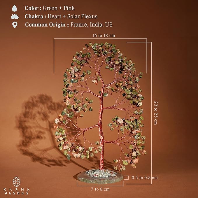 Crystal Tree of Life Birthday Gifts for Women, Men, Frineds, Handmade Unakite Chakra Tree for Home, Room, Office Decor, Bring Money, Positivity, Reiki Healing, Good Luck, Gifts for Mom & Dad