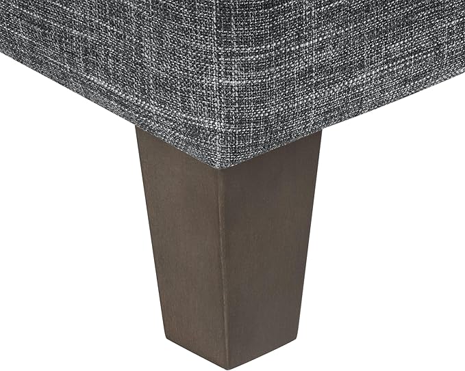 HomePop Home Decor | Medium Square Storage Ottoman with Hinged Lid | Ottoman with Storage for Living Room & Bedroom, Grey