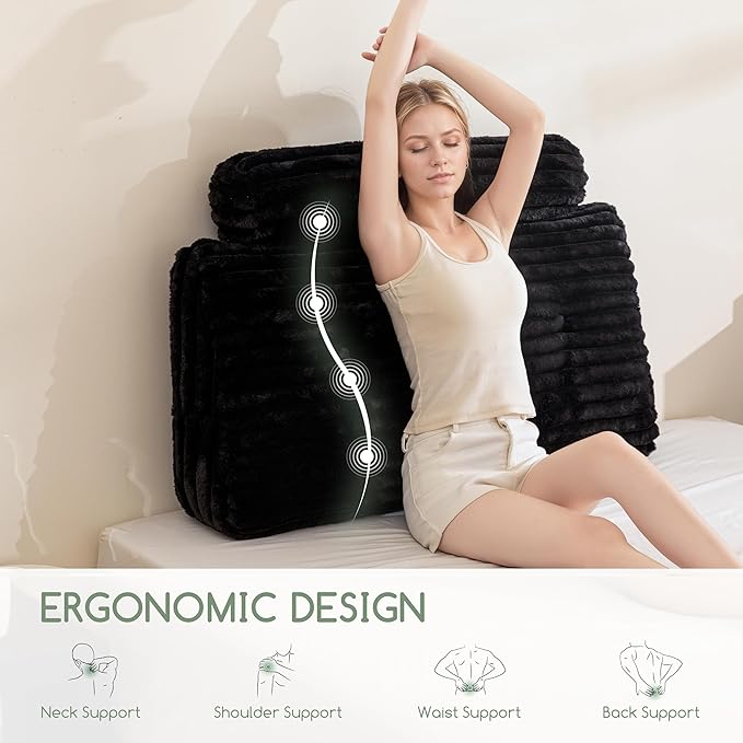 HIGOGOGO Triangular Headboard Wedge Pillow with a Cylindrical Pillow and Memory Foam Filling, Daybed Pillows for Sitting up, Reading or Working with Removable Cover,Twin 39.4"x19.7"