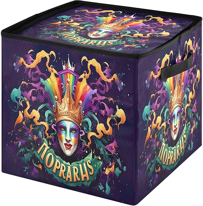 Kigai Carnival Mask Christmas Ornament Storage Box with Zipper & Adjustable Dividers Holiday Ornament Organizer Xmas Storage Container, 64 Balls