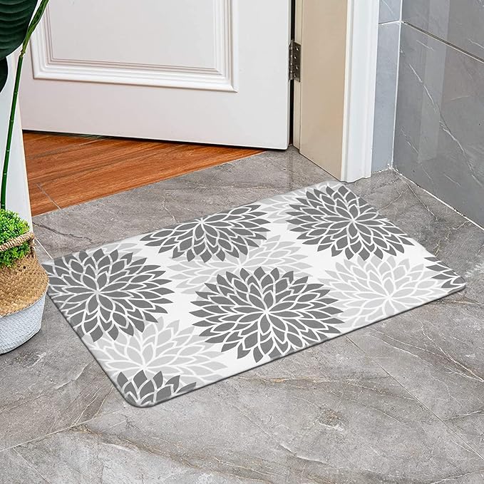 HEBE Anti Fatigue Kitchen Rugs Sets of 2, Non Slip Kitchen Mats for Floor, Waterproof Cushioned Comfort Standing Carpet for Kitchen Sink, Home Office, Laundry Room, Gray