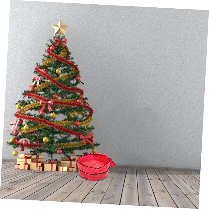 Christmas Wreath Storage Bag with Handle Double-Layer Pe Wreath Holder for and Portable Holiday Decoration Organizer
