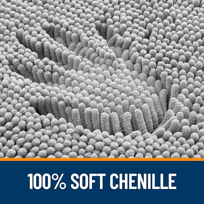 OLANLY Large Bathroom Rugs 45x27, Extra Soft Absorbent Chenille Bath Rugs, Rubber Backing Quick Dry, Machine Washable Bath Mats for Bathroom Floor, Tub and Shower, Home Decor Accessories, Grey