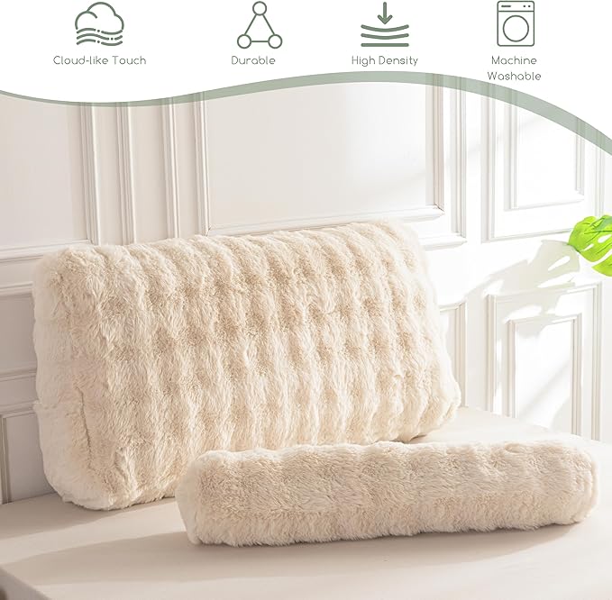 HIGOGOGO Headboard Pillow Twin,Ultra-Soft Wedge Pillow with a Cylindrical Neck Pillow,Memory Foam Filling,Back Support Pillows for Bed Sitting Up, Reading & Working, Removable Cover, 39.4"x19.7"