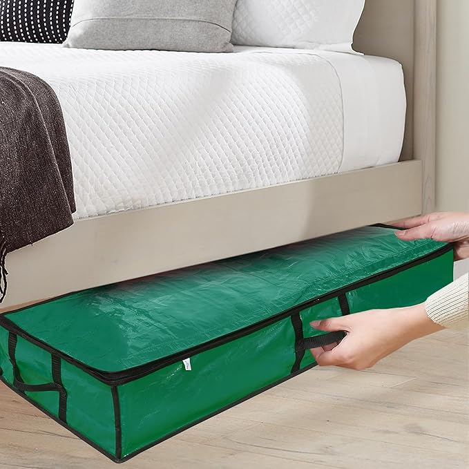 ProPik Wrapping Paper Storage Containers | Gift Wrap Organizer Under Bed 41”x14”x6” Fits 18-24 Rolls Fit Up to 40” Long Roll Wrap Storage Box Holder with Pockets for Ribbon Bows Etc (Green)