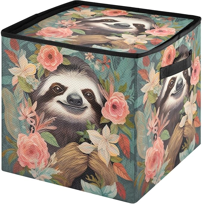Kigai Sloth Christmas Ornament Storage Box with Zipper & Adjustable Dividers Holiday Ornament Organizer Xmas Storage Container, 64 Balls