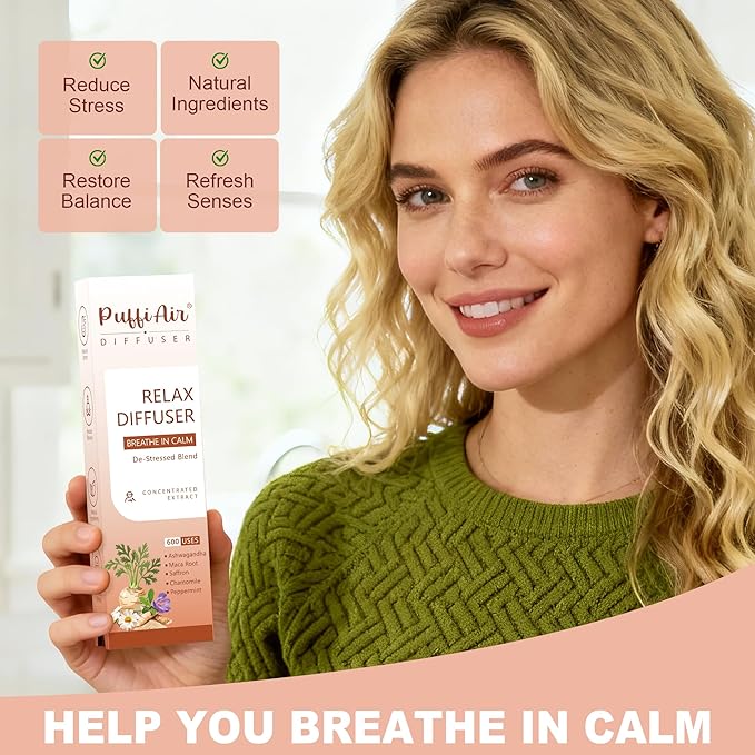 Herbal Diffuser Duo, Relax and Energy Diffuser with Extract of Natural Caffeine, Chamomile and Other Biotanicals, 100% Natural Swap - Up to 600 Uses (Varies by Usage), Calm & Focus Duo