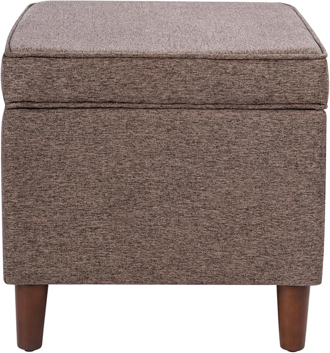 HomePop Home Decor | Dinah Collection Modern Storage Ottoman | Ottoman with Storage for Living Room & Bedroom (Chocalate Brown)