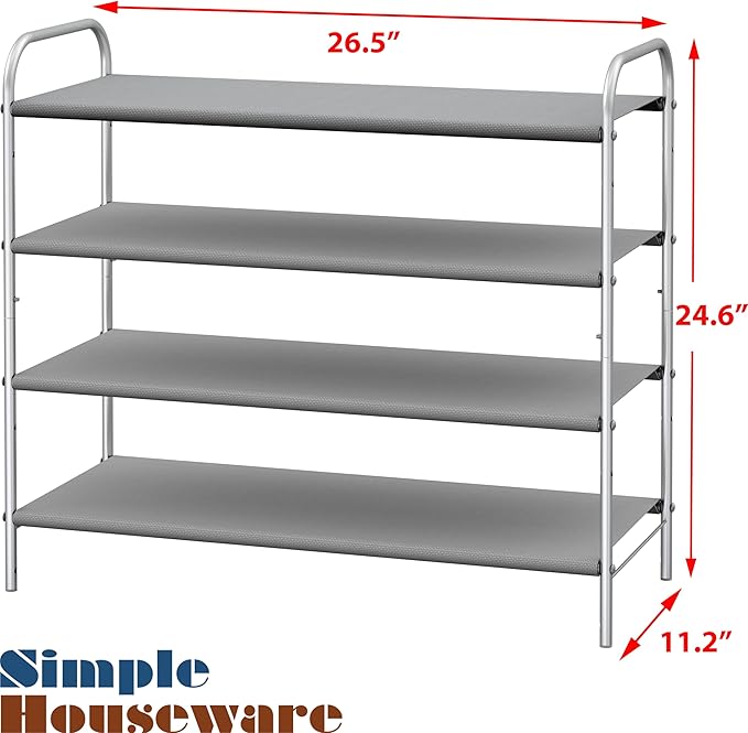 Simple Houseware 4-Tier Shoe Rack Storage Organizer 20-Pair, Grey