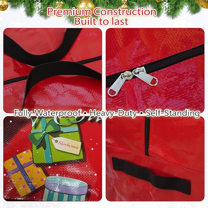 Christmas Tree Storage Bag 5ft/6ft,Up to 7.5ft, Small Christmas Tree Bag,Double Thickened Woven Fabric,Christmas Tree Storage for Disassembling Artificial Tree with 3 Organizer Pouches