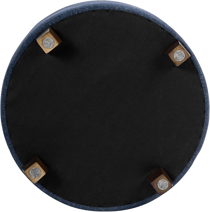 HomePop Large Round Storage Ottoman - Blue Woven Fabric