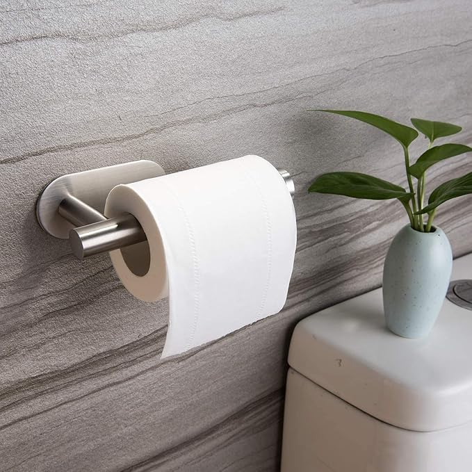 YIGII Toilet Paper Holder Self Adhesive - Adhesive Toilet Roll Holder no Drilling for Bathroom Stainless Steel Brushed