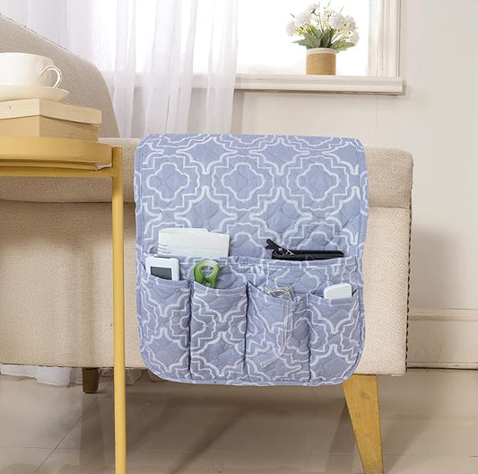 Armchair Caddy for Couch Remote Control Holder Premium Durable Non-slip Sofa Armset Organizer Caddy Storage for Recliner Couch 5 Pocket for Cell Phone Magazine 35"x13" Floral 1 Piece