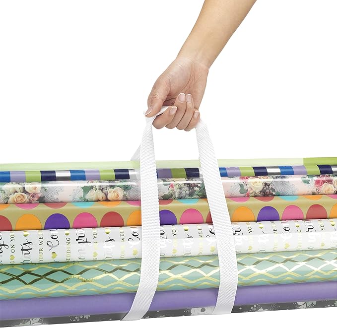 Whitmor 6044-4924 Clear Gift Wrap Organizer - Zippered Storage for 25 Rolls,(Pack of 6)