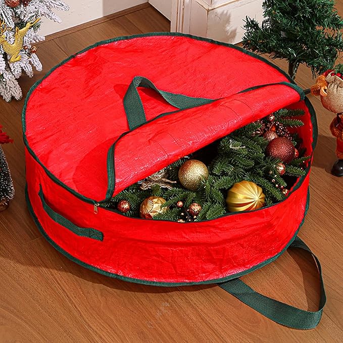 Wreath Storage Container,Christmas Wreath Storage - Waterproof with Sturdy Carry Handle Dust Protection Organizers for Under Bed Toy Home Garage Organization