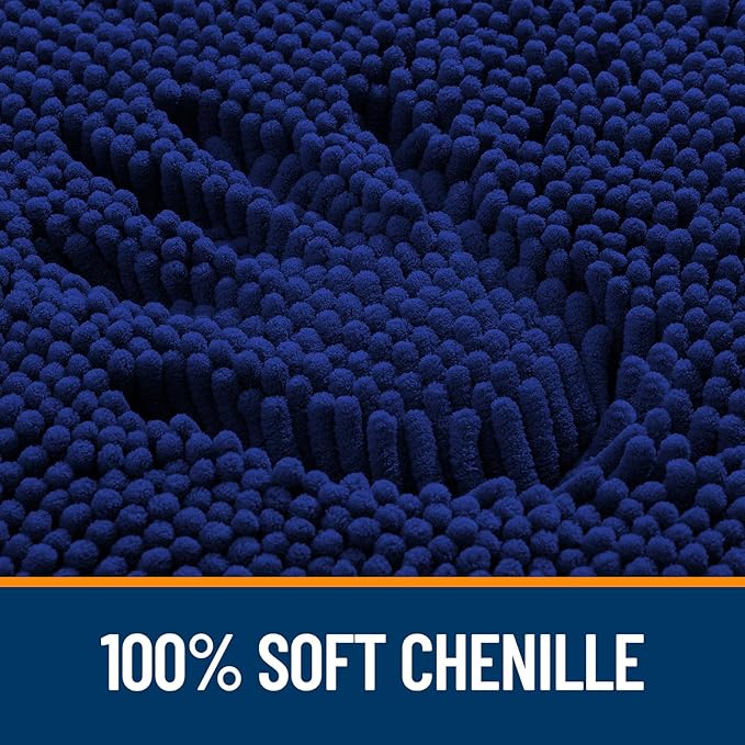 OLANLY Bathroom Runner Rugs 47x17, Extra Soft Absorbent Chenille Bath Rugs, Rubber Backing Quick Dry, Machine Washable Long Bath Mats for Bathroom Floor, Tub and Shower, Home Decor Accessories, Navy