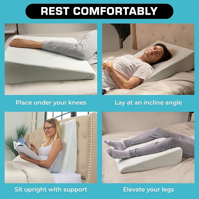 Xtreme Comforts Wedge Pillow Headboard | 7 Inch Bed Wedge Pillow Cushion for Sleeping, Reading, and Lounging | Multi-Use Support for Upright Rest, Back Support & Leg Elevation