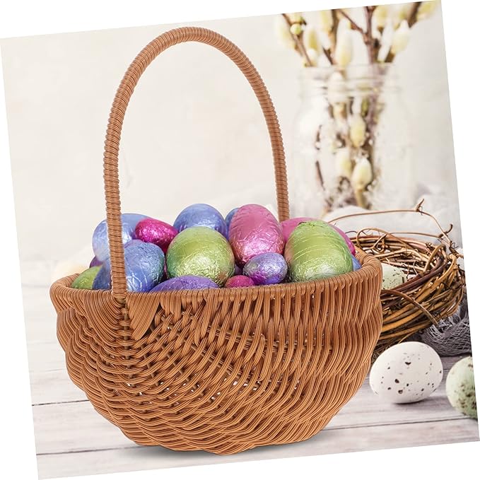 Rectangular Mini Easter Basket with Handle for Party Storage Woven Decoration for Eggs Candies and Items for Home and Kindergarten Decor