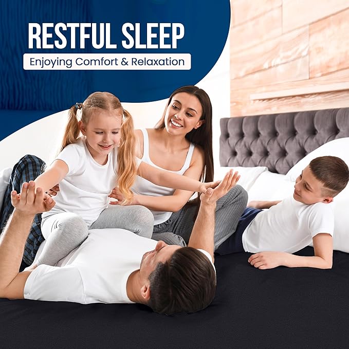 Queen Size Mattress Protector Waterproof, Premium 200 GSM Terry Mattress Cover, Soft & Breathable Bed Cover, Fitted Sheet Style Stretchable Deep Pockets 17" by Utopia Bedding (Black)