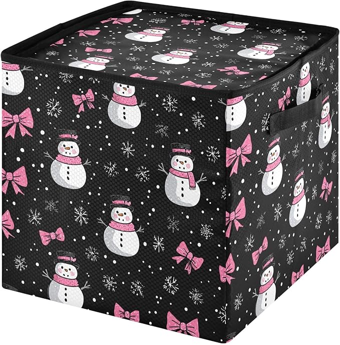 Black Christmas Ornament Storage Basket Box Winter Snowflake Xmas Holiday Storage Container Cube with Adjustable Dividers for 64 Holiday Ornaments or Decorations Keeps Clean and Dry for Next Season