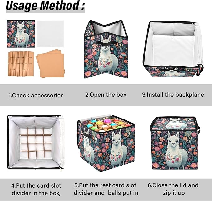 Kigai Alpaca Christmas Ornament Storage Box with Zipper & Adjustable Dividers Holiday Ornament Organizer Xmas Storage Container, 64 Balls