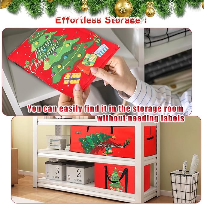 Christmas Tree Storage Bag 4FT 600d Oxford Fabric Small Christmas Tree Bag 5FT for Ornament Storage 100 X 45 X 28cm with 3 Christmas Decoration Storage Bag 30X40cm
