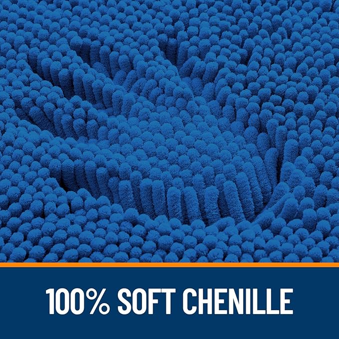 OLANLY Large Bathroom Rugs 50x30, Soft Absorbent Chenille Bath Rugs, Rubber Backing Quick Dry, Machine Washable Bath Mats for Bathroom Floor, Tub and Shower, Home Decor Accessories, Deep Navy Blue