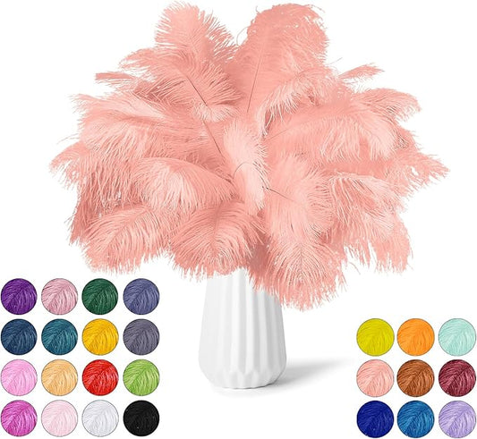 30pcs Rouge Pink Ostrich Feathers Natural Bulk 11-14inch(28-35cm) Vase Craft Wedding Home Party Centerpieces Christmas Day Decoration