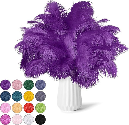 30pcs Purple Ostrich Feathers Natural Bulk 8-10inch(20-25cm) Vase Craft Wedding Home Party Centerpieces Christmas Day Decoration