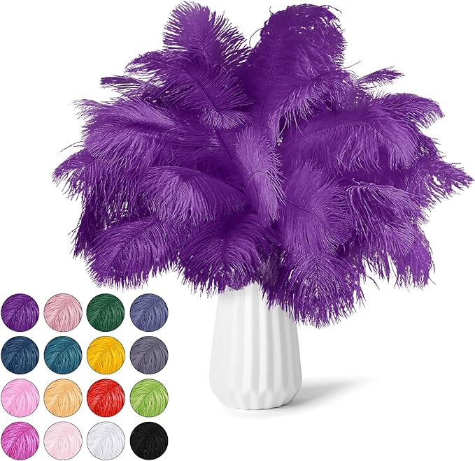 30pcs Purple Ostrich Feathers Natural Bulk 9-12inch(23-30cm) Vase Craft Wedding Home Party Centerpieces Christmas Day Decoration