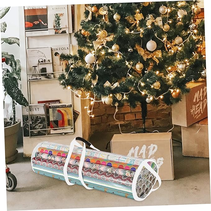 NOLITOY 2pcs Christmas Wrapping Paper Storage Organizer Bag Material for Efficient Holiday Storage Fits under Beds and Closets for Xmas and Decorations