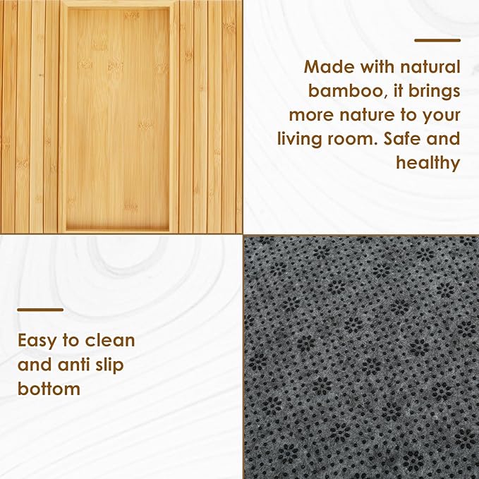 Bamboo Sofa Arm Tray, Foldable Couch Armrest Table, Anti Falling Couch Arm Tray Table, Portable Sofa Armrest Trays Cup Holder for Drink, Cups, Phone, Snacks, Remote
