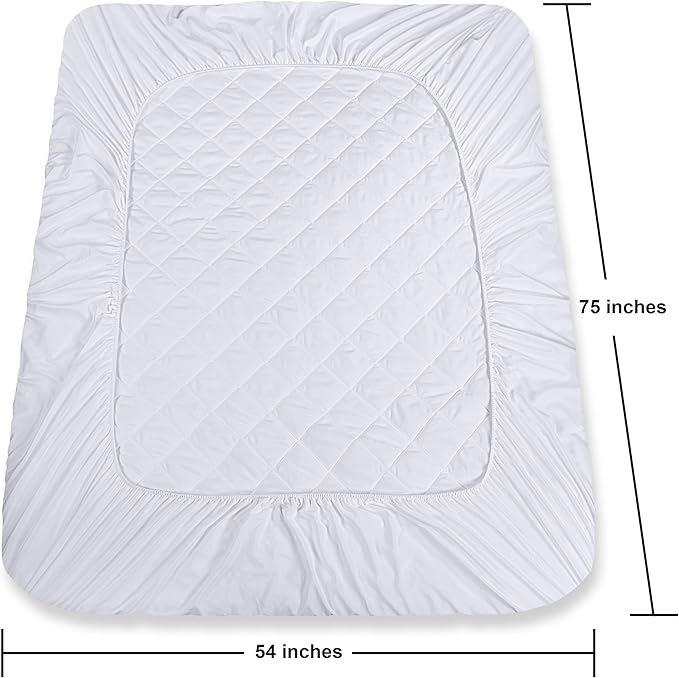 Utopia Bedding Quilted Fitted Mattress Pad, Full Size, Elastic Fitted Mattress Topper Protector and Cover with Deep Pocket Stretches up to 16 Inches, Machine Washable (White, Pack of 10)