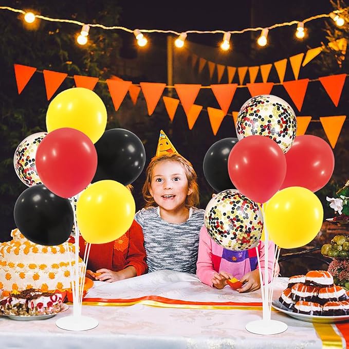ZJDHPTY Red Yellow and Black Balloon Stand Centerpiece Table Decorations for Mouse Birthday Movie Night Party Decorations(Red yellow black set4)