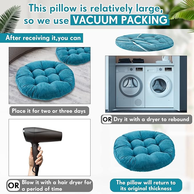 Jerify Floor Pillow Cushions Large Round Square Large Meditation Floor Pillow for Classroom Adult Meditation Picnic Party Seating Learning Daycare School(Round,Aquamarine,6 Pcs)