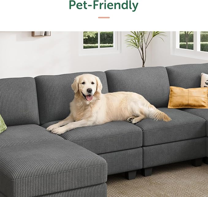 HONBAY Modular 68.6'' Loveseat Sofa Grey, Comfy Corduroy Pet Friendly Fabric for Small Space,Living Room