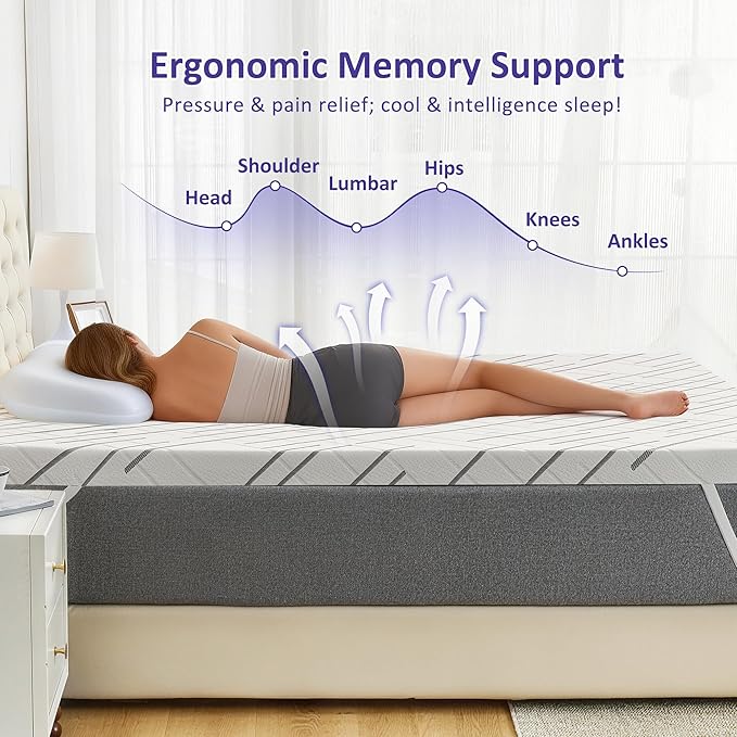 3 Inch Gel Memory Foam Mattress Topper Twin Size with Removable & Washable Viscose Made from Bamboo Cooling Breathable Cover, Soft Bed Topper for Back Pain, CertiPUR-US Certified