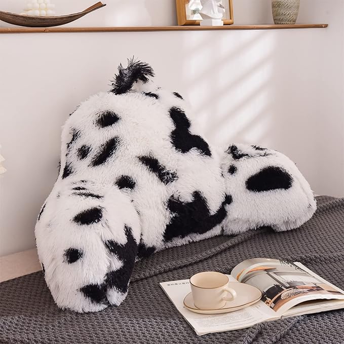 Aimuan Reading Pillow Bed Rest Wedge Large Adult Backrest Pillow with Arms Back Support for Sitting Up in Bed Cushion Incline Rest Sleeping Snoring Pillow, White-Black, Large