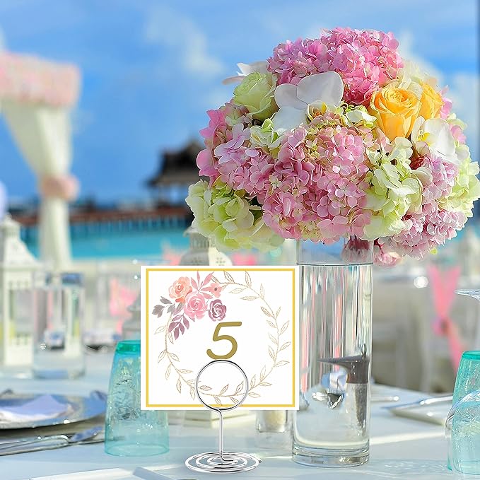 Hoewina 26Pcs Place Card Holder, Table Number Holders, Wire Picture Holder, Small Size Table Card Holders, Photo Holder for Centerpieces, Wedding Reception, Party, Birthday (Silver)
